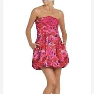 NWT BCBGMAXAZRIA pink floral begonia formal cocktail dress size 2 B108
